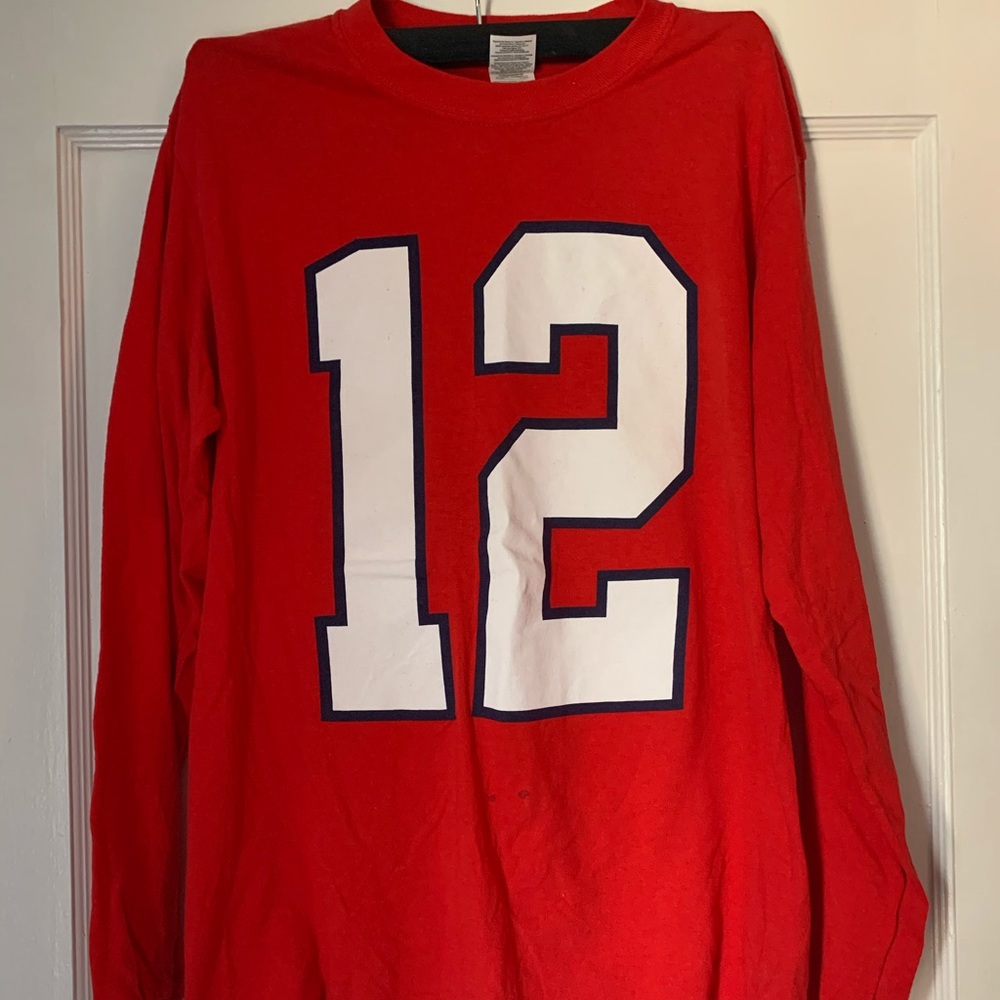 Red long sleeve Tom Brady shirt